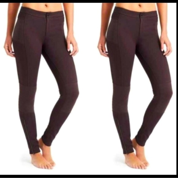 Athleta Trailsetter Ponte Moto Pants Burgundy 10 - Picture 1 of 8